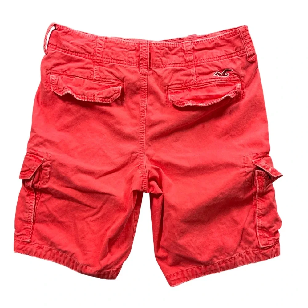 VTG Y2K‎ Hollister Red Cargo Shorts Mens 30 Coral Surf Skate Streetwear Utility